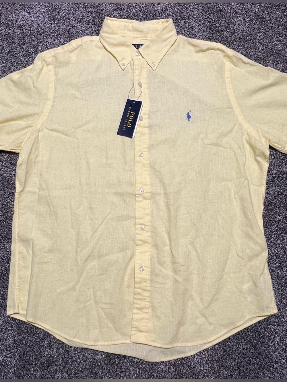 New Polo Ralph Lauren Yellow Button Up Collar Short Sleeve Tee